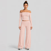 Straight-leg Pants Suit - Grayish Pink