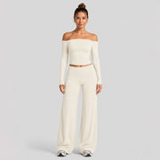 Straight-leg Pants Suit - White Egg White Color