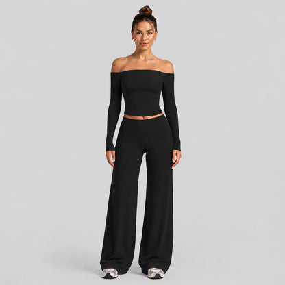 Sport Full Length Yoga Pants With High Elasticity Nylon Fabric, Slim Fit, Long Sleeve Design For Women