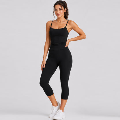 Sporty Women's Sleeveless Shorts Jumpsuit In High Elastic Nylon Fabric For Summer
