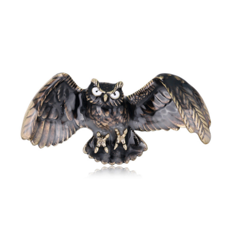 Owl Pin Made Of Alloy Featuring Enamel Craftsmanship