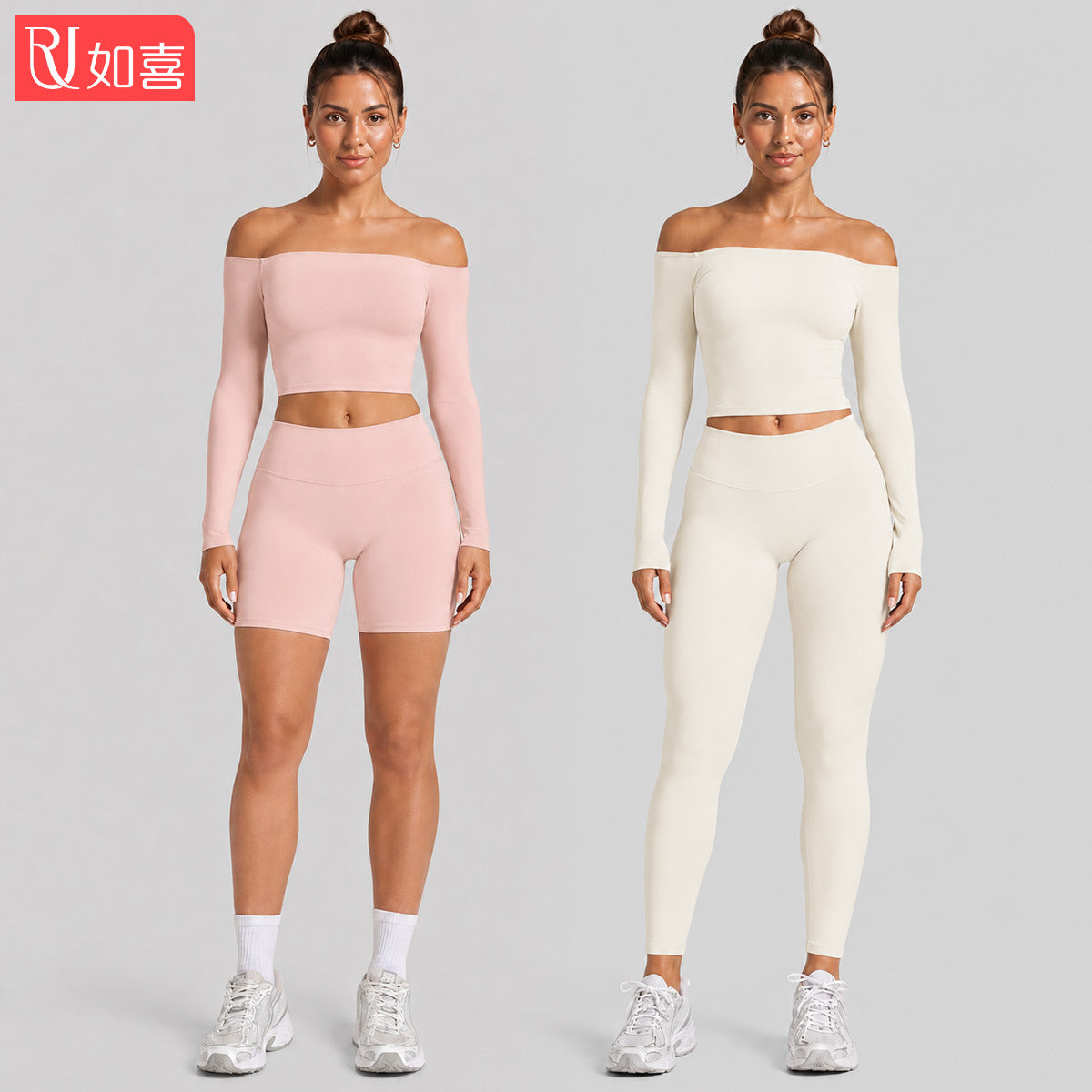 Sport Full Length Yoga Pants With High Elasticity Nylon Fabric, Slim Fit, Long Sleeve Design For Women