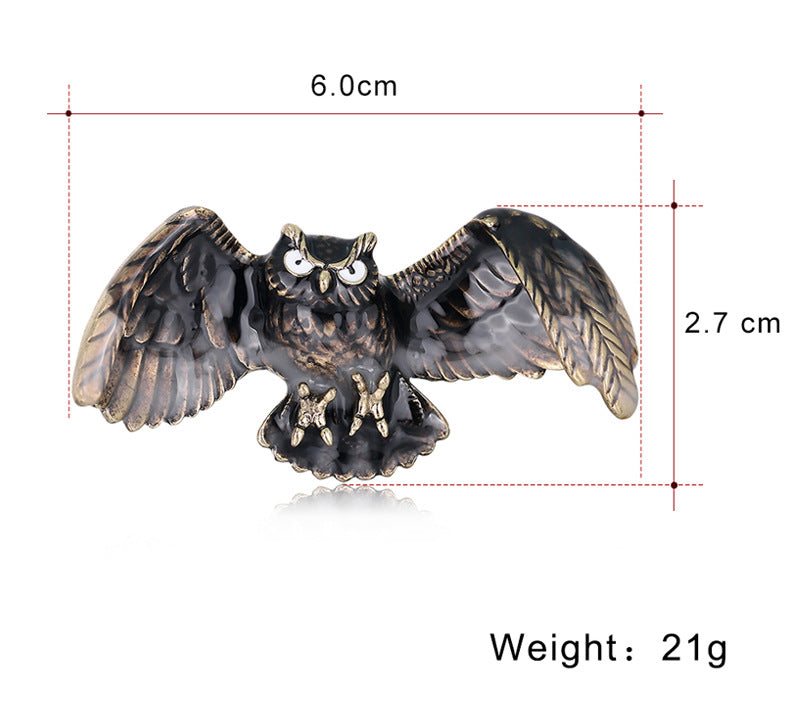 Owl Pin Made Of Alloy Featuring Enamel Craftsmanship