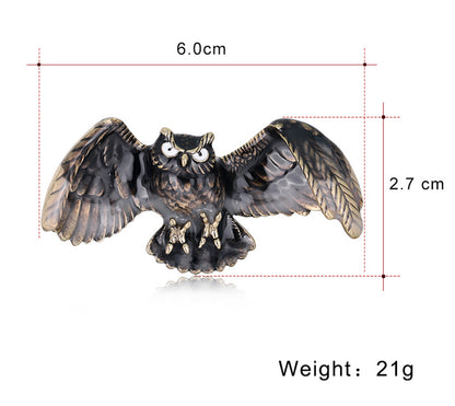 Owl Pin Made Of Alloy Featuring Enamel Craftsmanship