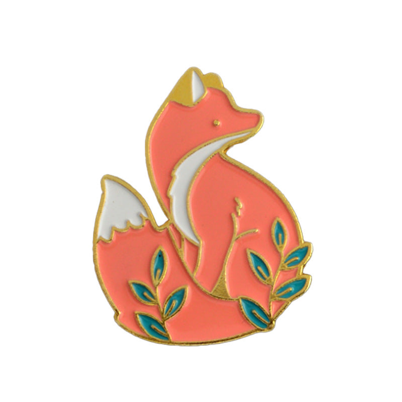 Fox Pin In Silver Alloy Featuring Enamel Craftsmanship