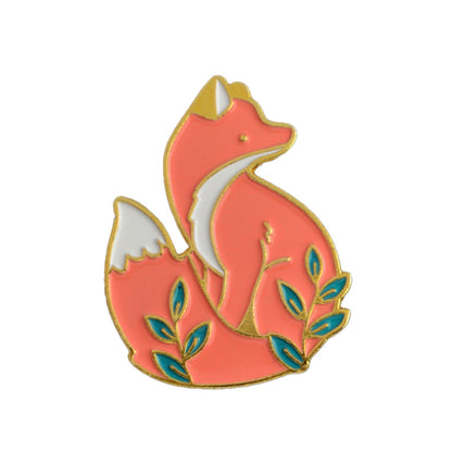 Fox Pin In Silver Alloy Featuring Enamel Craftsmanship