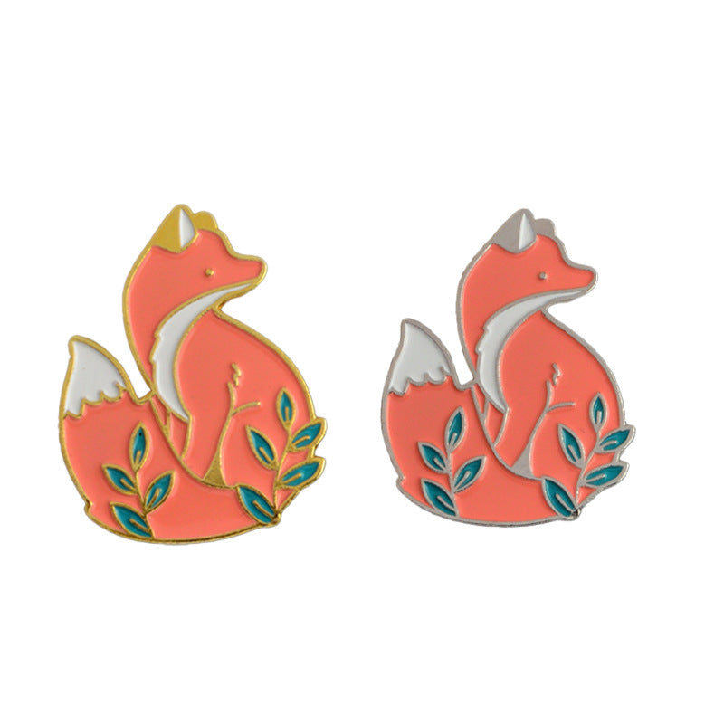 Fox Pin In Silver Alloy Featuring Enamel Craftsmanship