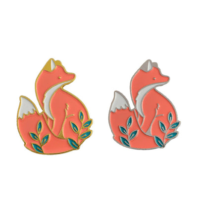 Fox Pin In Silver Alloy Featuring Enamel Craftsmanship