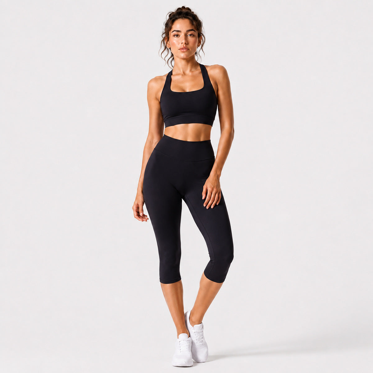Sport Calf-Length Fitness Pants For Women In Nylon Fabric Featuring Backless Design, Perfect For Summer