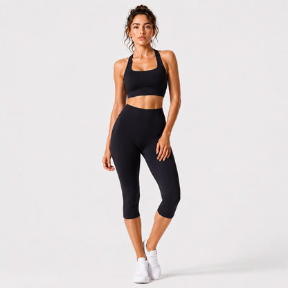 Sport Calf-Length Fitness Pants For Women In Nylon Fabric Featuring Backless Design, Perfect For Summer