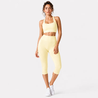 Sport Calf-Length Fitness Pants For Women In Nylon Fabric Featuring Backless Design, Perfect For Summer