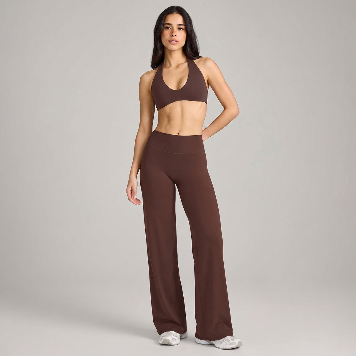 Full Length Sport Yoga Jumpsuit For Women In Stretchy Nylon Fabric With Backless Design And Sleeveless Style