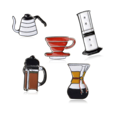 Teapot Pin Made Of Zinc Alloy Featuring Enamel Craft In Red Color
