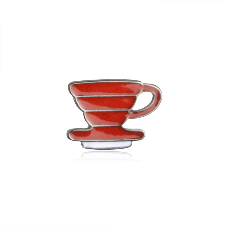 Teapot Pin Made Of Zinc Alloy Featuring Enamel Craft In Red Color