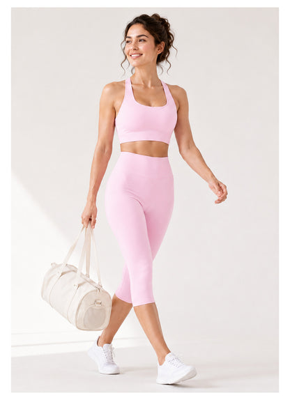 Sport Calf-Length Fitness Pants For Women In Nylon Fabric Featuring Backless Design, Perfect For Summer