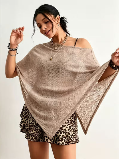 Solid Color Knitwear Pullover Sleeveless Top In Long Length, Knitted Polyester Fabric For Women