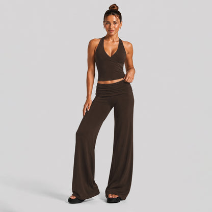 Solid Color Full Length Sport Pants For Fitness, Made With Nylon Fabric Featuring Criss Cross Design, Available In Stretchy Material