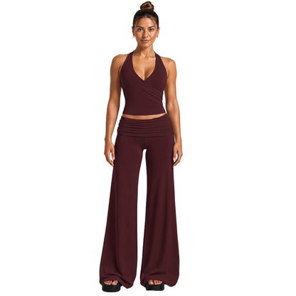 Solid Color Full Length Sport Pants For Fitness, Made With Nylon Fabric Featuring Criss Cross Design, Available In Stretchy Material