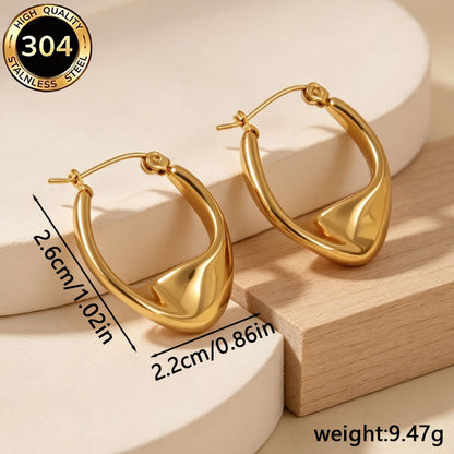 Round Hypoallergenic Earrings In 304 Stainless Steel With 18K Real Gold PVD Coated Plating, 0.03µm Thickness, Unisex Design