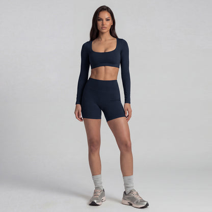 Women's Solid Color Nylon Shorts Co-ord Set With T-shirt In Natural Pink Featuring Pullover Design For Yoga