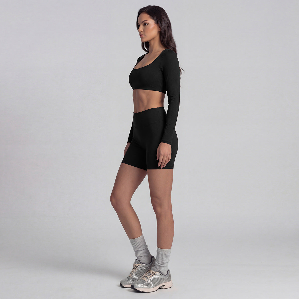 Women's Solid Color Nylon Shorts Co-ord Set With T-shirt In Natural Pink Featuring Pullover Design For Yoga
