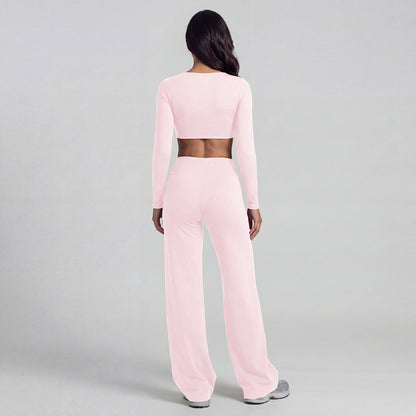 Women's Solid Color Nylon Shorts Co-ord Set With T-shirt In Natural Pink Featuring Pullover Design For Yoga