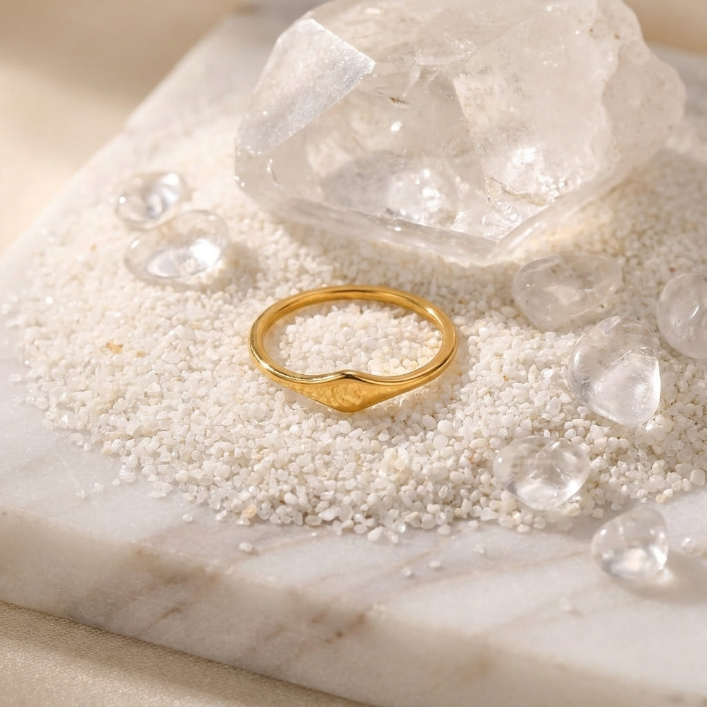 Geometric Electroplated Rings For Women In 304 Stainless Steel With 18K Real Gold PVD Coating And Zircon Inlay