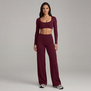 Straight-leg Pants Suit, Winter Plum Color