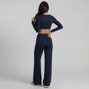 Straight-leg Pants Suit, Blueberry Color