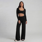 Straight-leg Pants Suit, Black