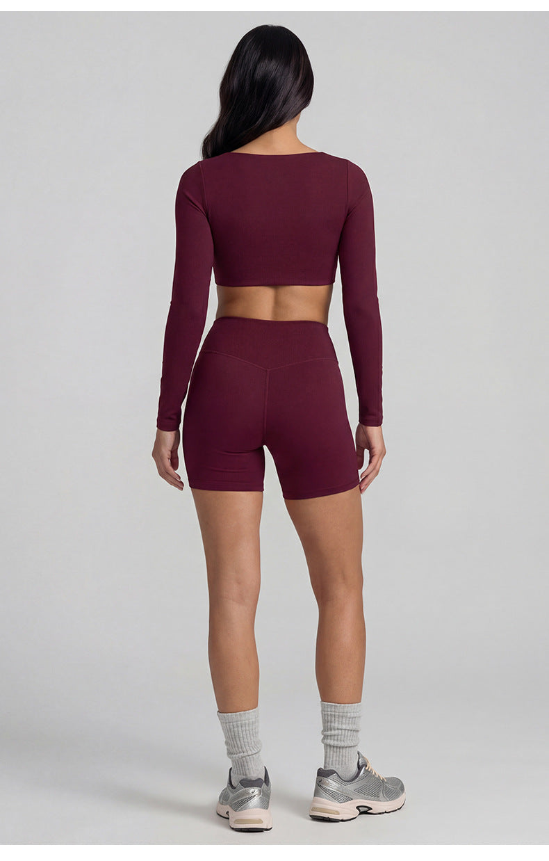 Women's Solid Color Nylon Shorts Co-ord Set With T-shirt In Natural Pink Featuring Pullover Design For Yoga