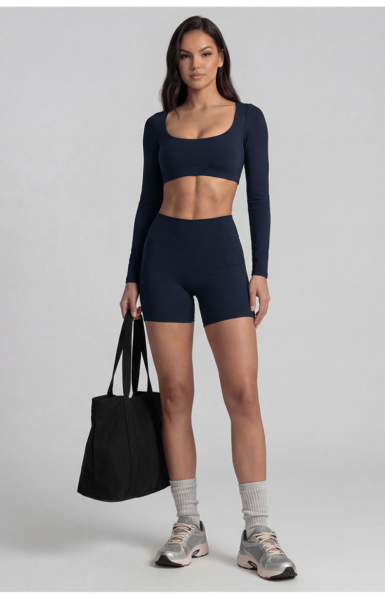 Women's Solid Color Nylon Shorts Co-ord Set With T-shirt In Natural Pink Featuring Pullover Design For Yoga