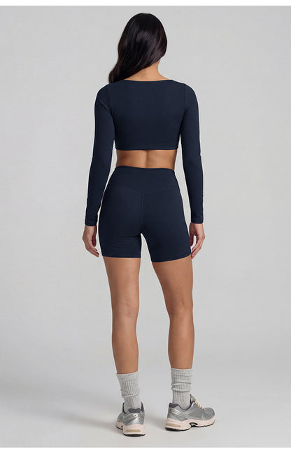 Women's Solid Color Nylon Shorts Co-ord Set With T-shirt In Natural Pink Featuring Pullover Design For Yoga