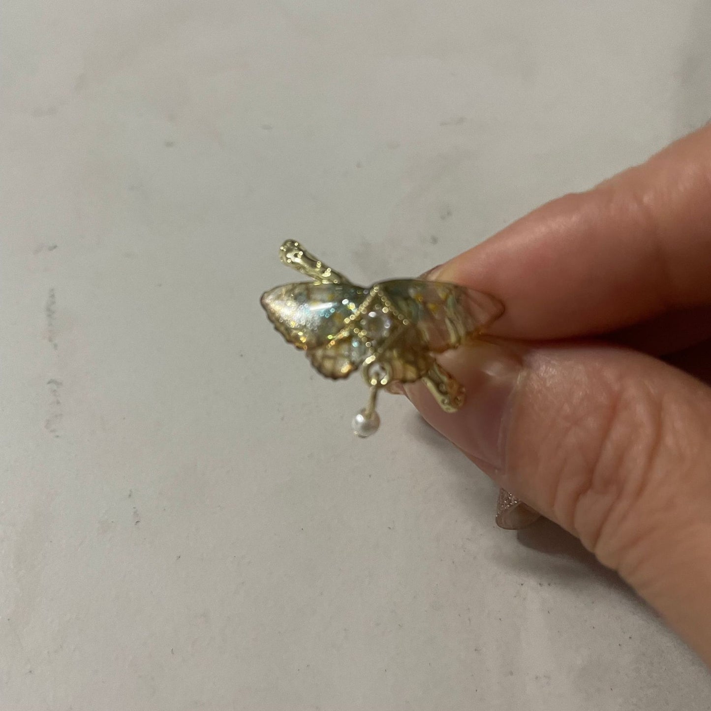 Electroplated Butterfly Open Ring In Copper With 14K Real Gold Plated Coating 0.03µm, Resin Inlay, Unisex Design