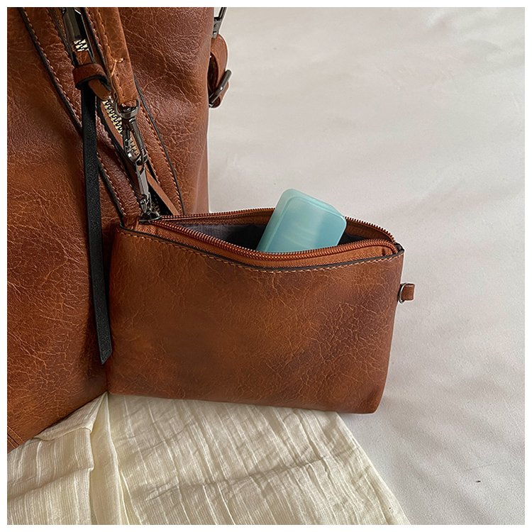 Unisex Square PU Leather Shoulder Bag With Single Shoulder Strap, Large Capacity For All Seasons