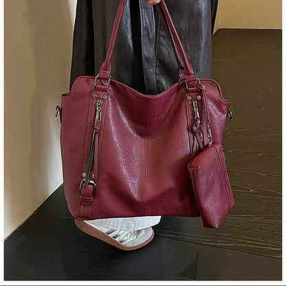 Unisex Square PU Leather Shoulder Bag With Single Shoulder Strap, Large Capacity For All Seasons