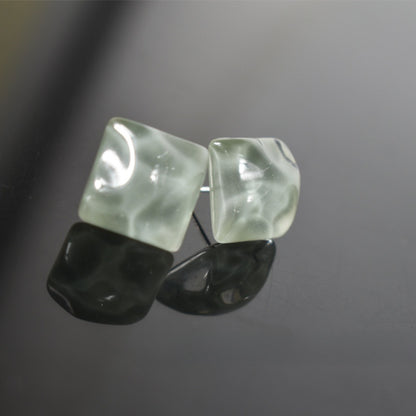 Simple Style Irregular Blue Stud Earrings For Unisex Featuring Alloy Material And Resin Ear Pins With Artificial Gemstones