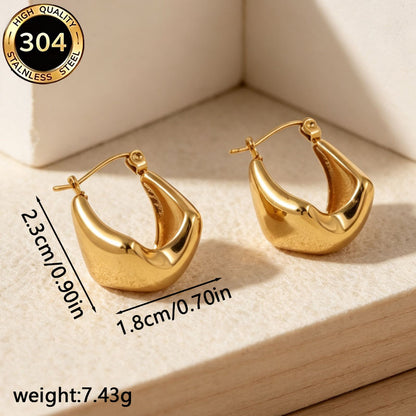 Geometric Hypoallergenic Earrings In 18K Real Gold Plated 304 Stainless Steel With PVD Coated 0.03µm Thickness For Unisex