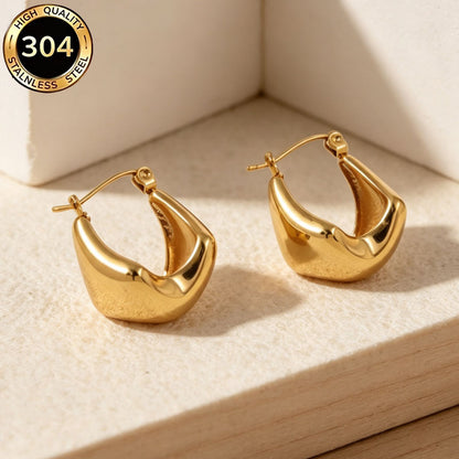 Geometric Hypoallergenic Earrings In 18K Real Gold Plated 304 Stainless Steel With PVD Coated 0.03µm Thickness For Unisex