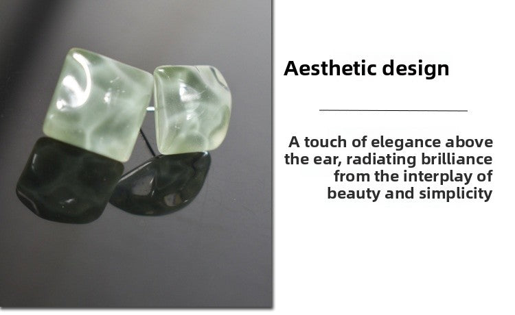 Simple Style Irregular Blue Stud Earrings For Unisex Featuring Alloy Material And Resin Ear Pins With Artificial Gemstones