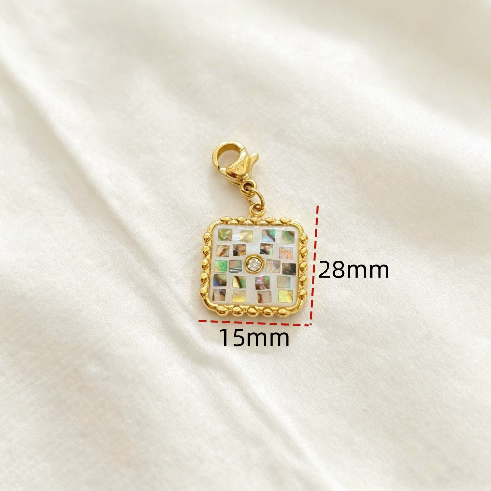 Sweet Flowers Metal Pendant With Shell Inlay Featuring Electroplated Finish Jewelry Accessories