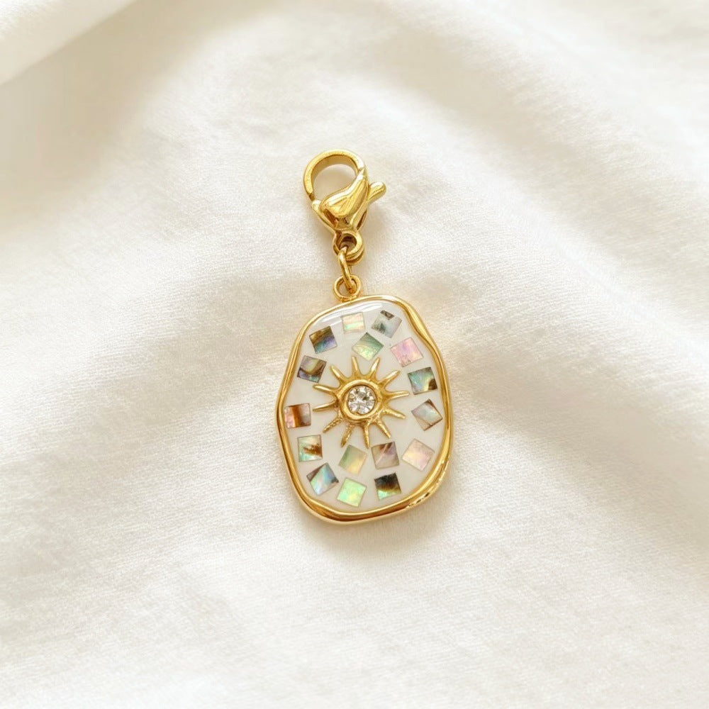 Sweet Flowers Metal Pendant With Shell Inlay Featuring Electroplated Finish Jewelry Accessories