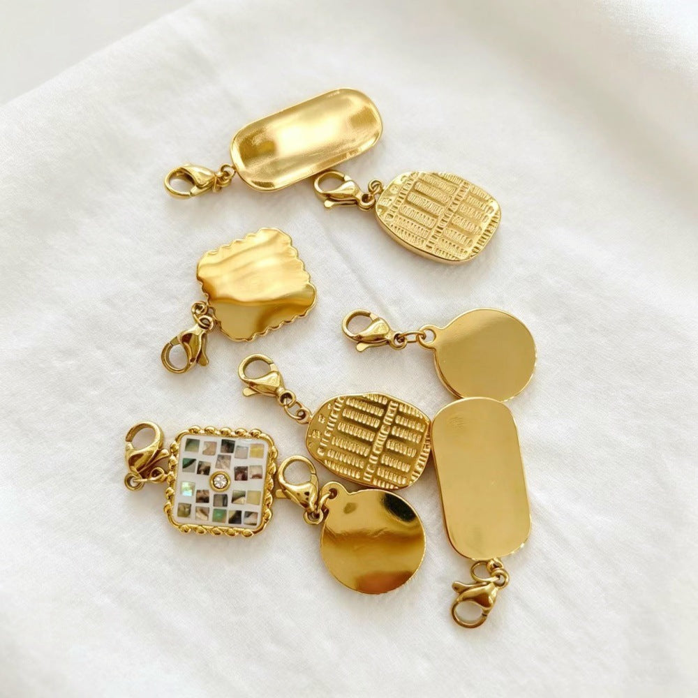 Sweet Flowers Metal Pendant With Shell Inlay Featuring Electroplated Finish Jewelry Accessories