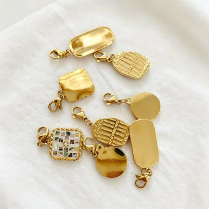 Sweet Flowers Metal Pendant With Shell Inlay Featuring Electroplated Finish Jewelry Accessories