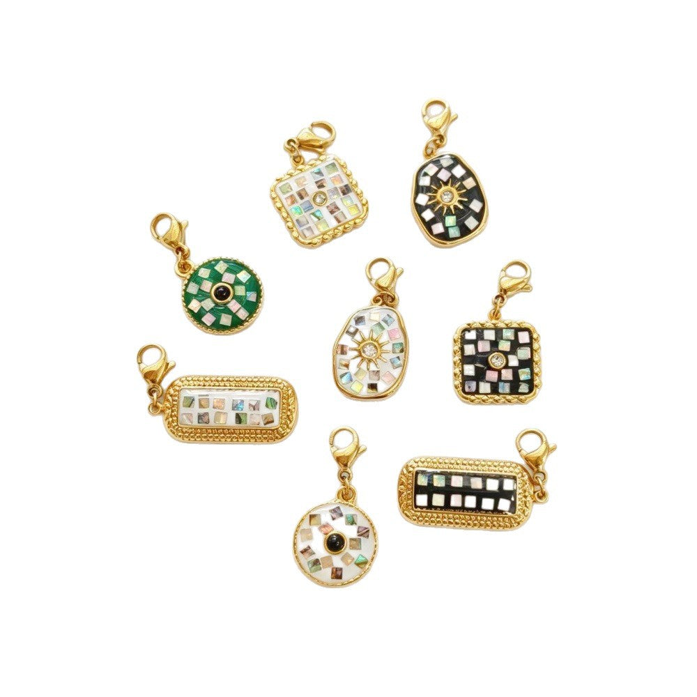 Sweet Flowers Metal Pendant With Shell Inlay Featuring Electroplated Finish Jewelry Accessories