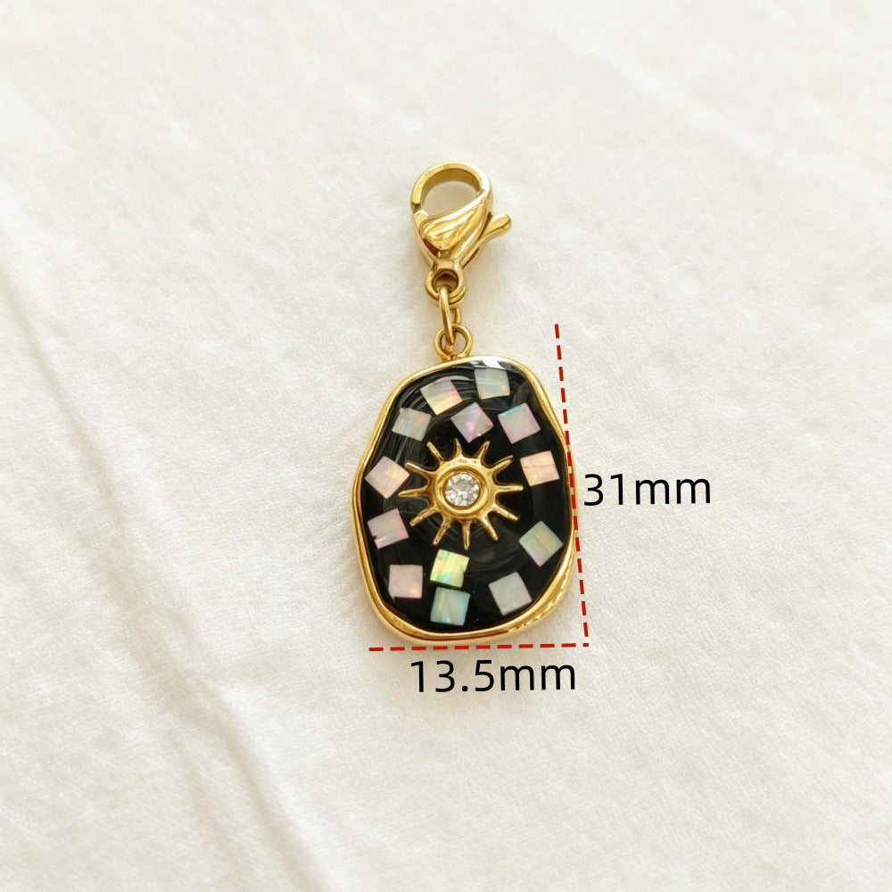 Sweet Flowers Metal Pendant With Shell Inlay Featuring Electroplated Finish Jewelry Accessories