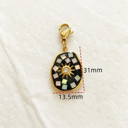 Sweet Flowers Metal Pendant With Shell Inlay Featuring Electroplated Finish Jewelry Accessories