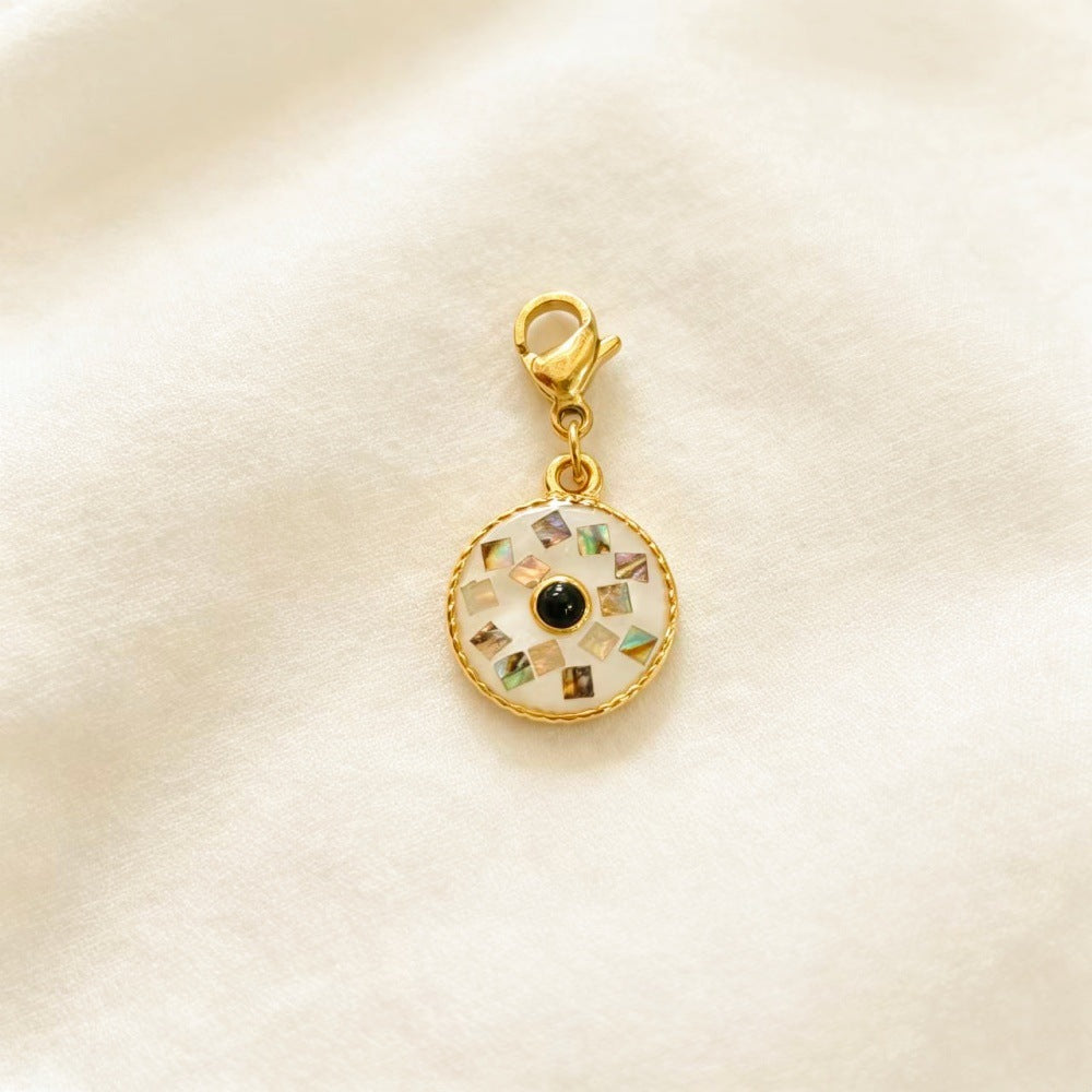 Sweet Flowers Metal Pendant With Shell Inlay Featuring Electroplated Finish Jewelry Accessories