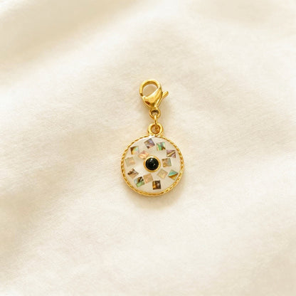 Sweet Flowers Metal Pendant With Shell Inlay Featuring Electroplated Finish Jewelry Accessories