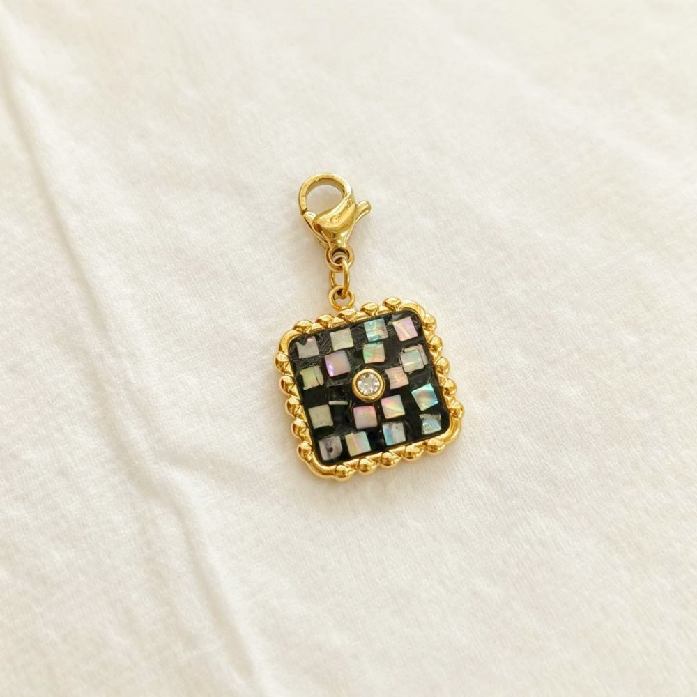 Sweet Flowers Metal Pendant With Shell Inlay Featuring Electroplated Finish Jewelry Accessories